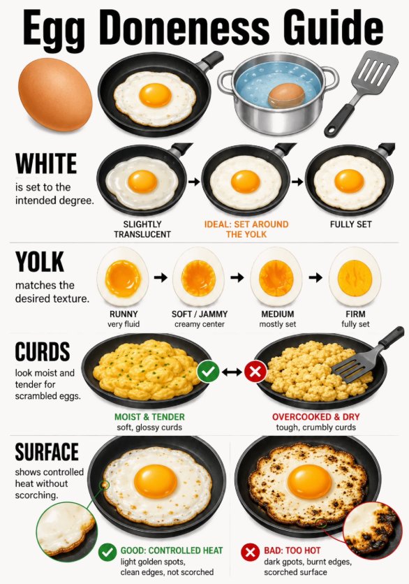 Reference chart: egg doneness guide