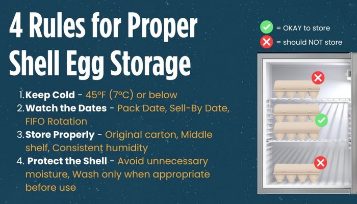 Reference chart: rules for proper shell egg storage